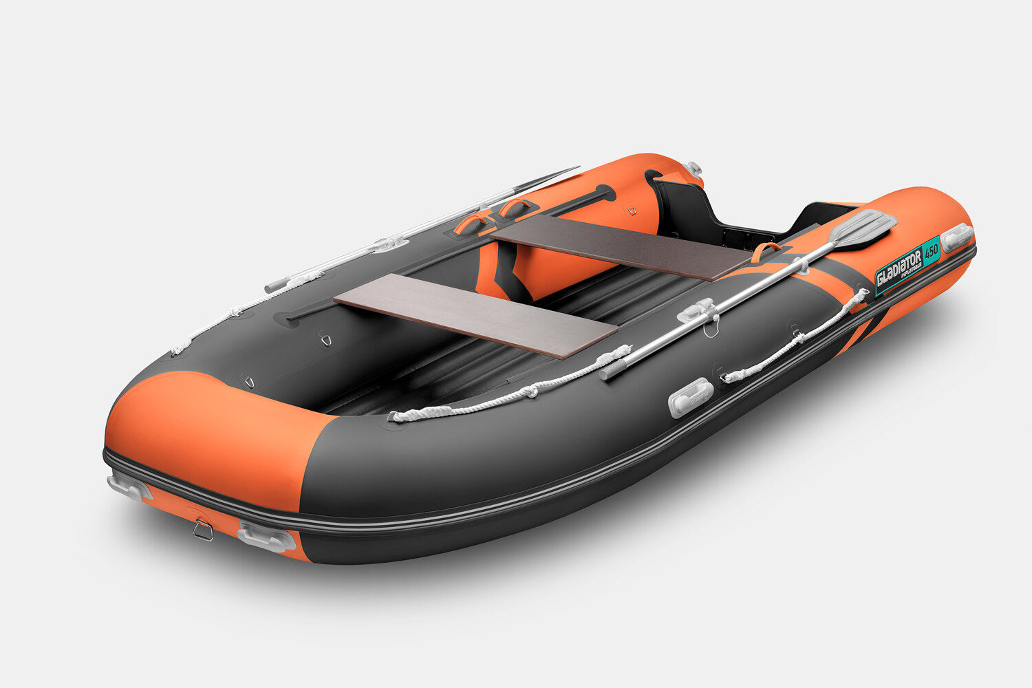 Надувная лодка (НДНД) GLADIATOR E450S оранжево-темносерая (СПБ)