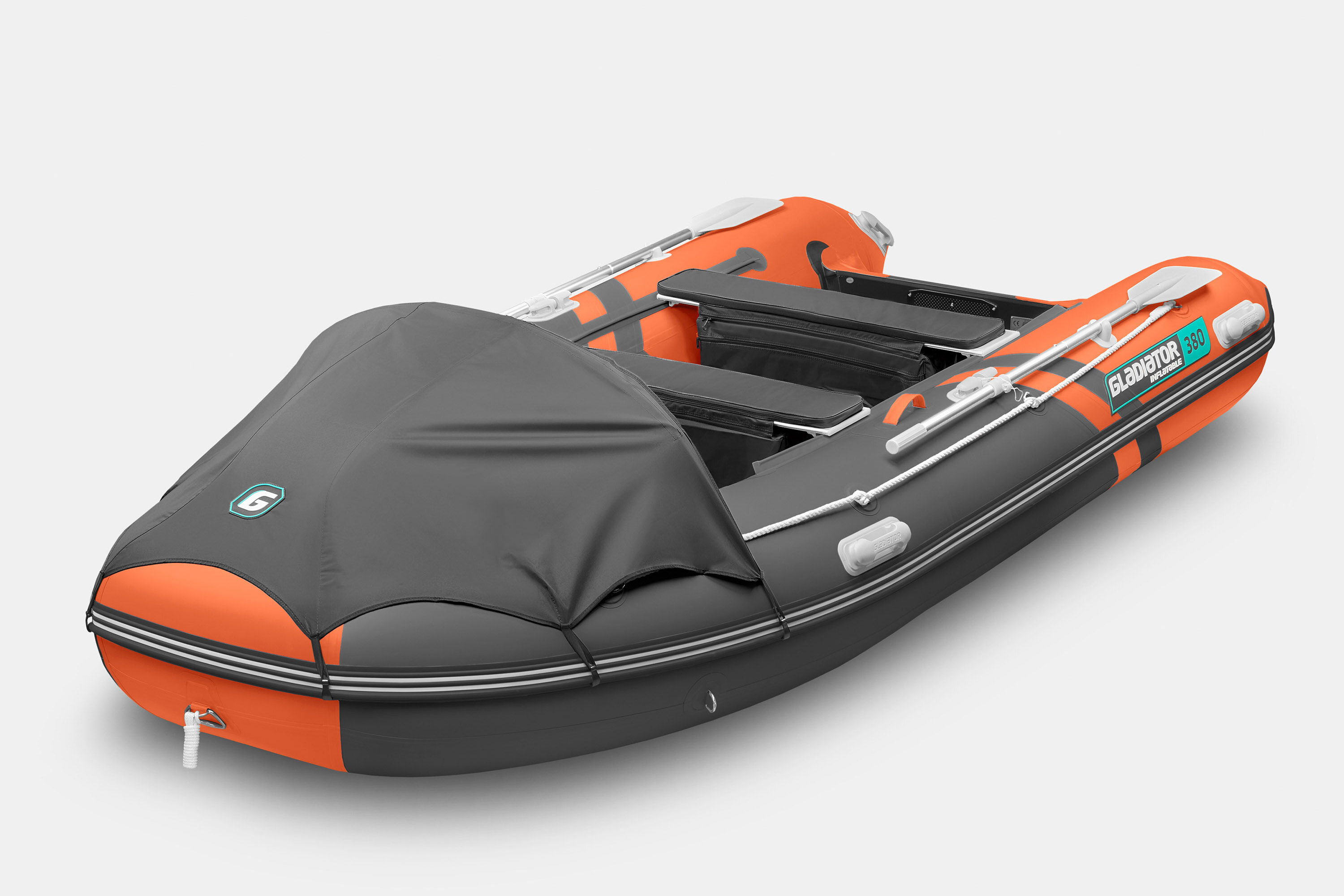 Надувная лодка (НДНД) GLADIATOR E380PRO оранжевый-тёмносерый