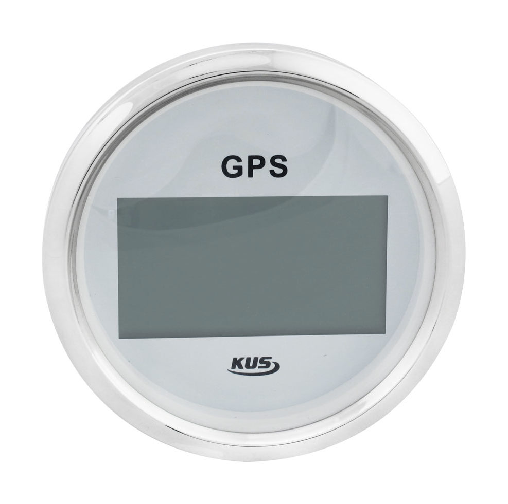 GPS-спидометр электронный, белый циферблат, нержавеющий ободок, выносная антенна, д. 85 мм